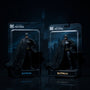 McFarlane Batman figures in blister packaging against a Gotham skyline backdrop.