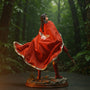Soft goods cape on female warrior action figure in jungle diorama
