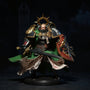 Dark Angels fabric cape on miniature figure in gothic diorama with dramatic lighting