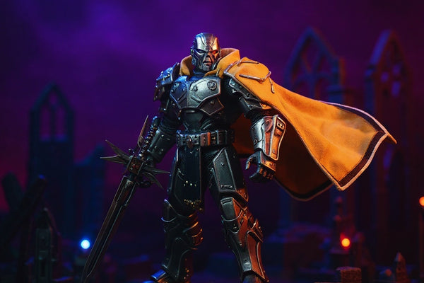 Posable cloth cape on Terminator figure in battlefield diorama.
