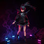 Hero shot of a black and blue sailor-inspired doll outfit on a figure, with sci-fi lighting and fog effects.