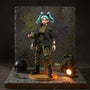 Custom 1/12 scale tactical soft goods outfit on action figure in urban diorama with dramatic spotlight and gear
