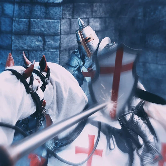 Replacement War Standard Set for 6 Inch Action Figure, Mythic Legions Crusader Banner with Pole