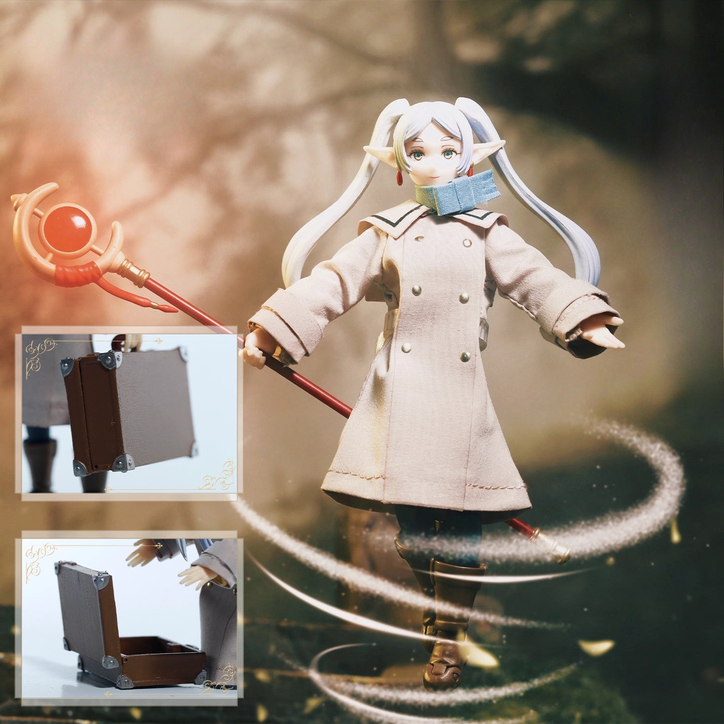 Replacement Winter Coat for 1/12 Action Figure, Soft Goods Outfit for Fern Frieren with Suitcase