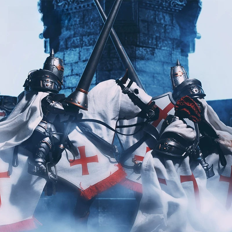 Replacement War Standard Set for 6 Inch Action Figure, Mythic Legions Crusader Banner with Pole