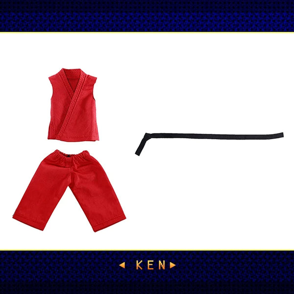 Replacement Cloth Set for 1/12 Action Figure, Soft Goods Gi Outfit for Ryu Ken Street Fighter II