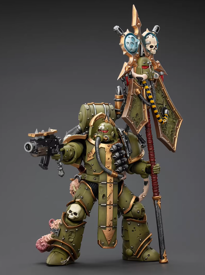 Pre-order Death Guard Plague Marine Icon bearer with Boltgun and Plague knife