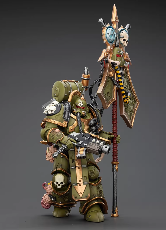 Pre-order Death Guard Plague Marine Icon bearer with Boltgun and Plague knife