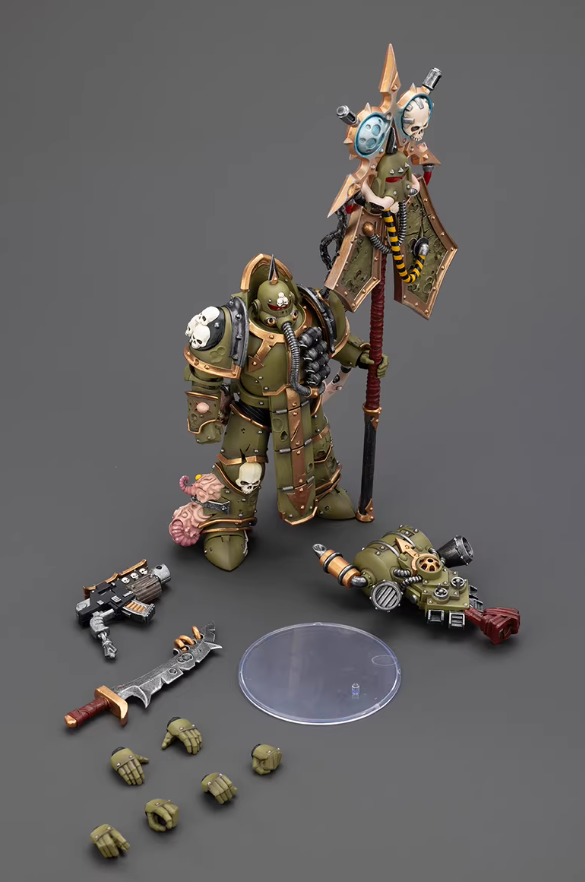 Pre-order Death Guard Plague Marine Icon bearer with Boltgun and Plague knife