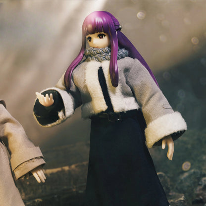 Replacement Winter Coat for 1/12 Action Figure, Soft Goods Outfit for Fern Frieren with Suitcase